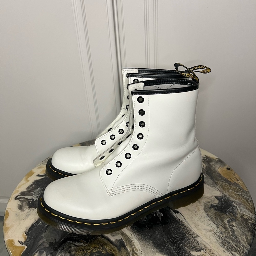 Dr Martens 1460 Smooth White Leather Lace Up Boot